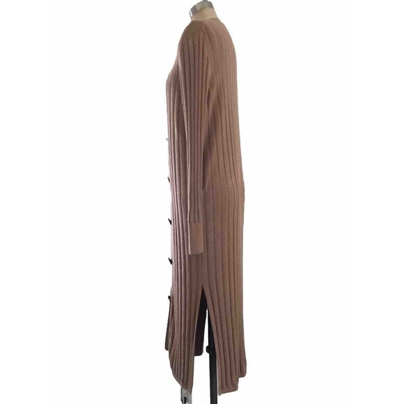 Ann Taylor Mocha Brown Ribbed Knit Long Sleeve Duster Cardigan Sweater - S - Picture 4 of 9